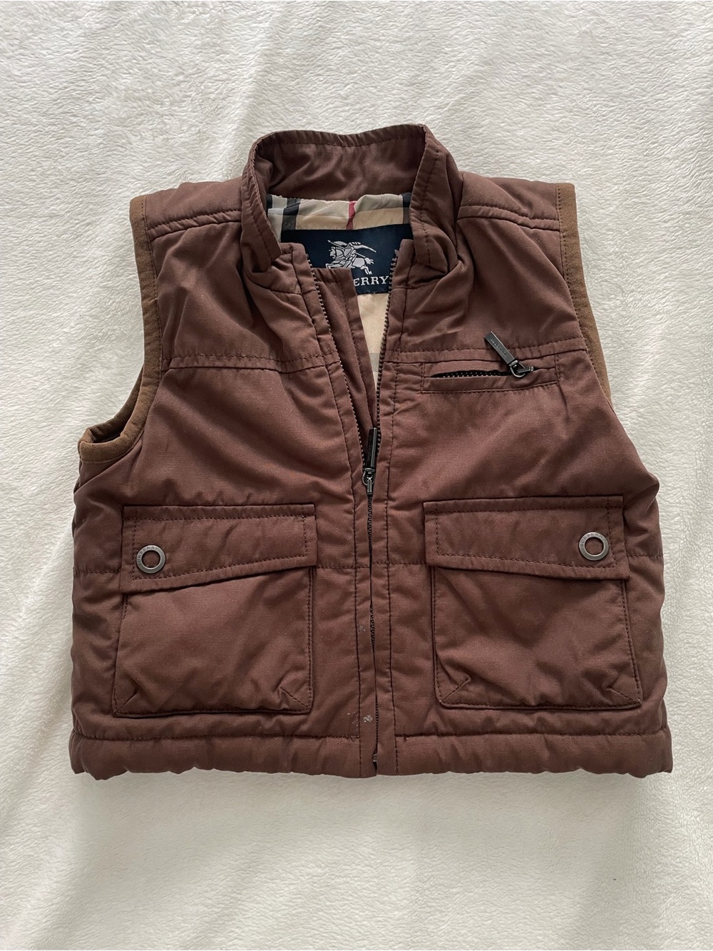 Burberry Kids Chocolate Brown Quilted Vest